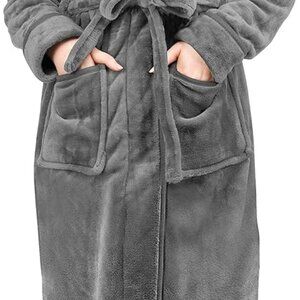 Premium Womens Robe with Hood, Plush Fleece Long Bath Robe for Women, Fluffy Sof